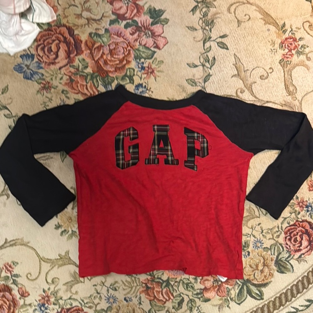 GAP Kids Red and Black Long Sleeve Shirt